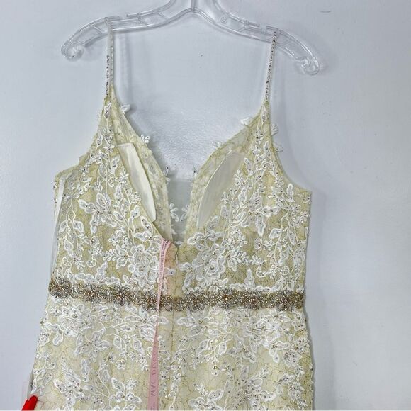 Mac Duggal 79341 Floral Appliqués Sleeveless Plunge Neck Trumpet Gown, Size 12 - Picture 5 of 13